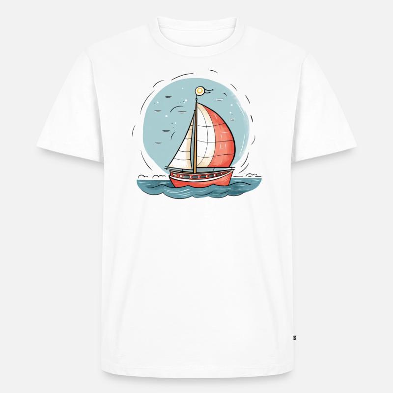 Segelboot - Männer Premium Bio T-Shirt - Weiß