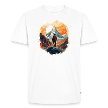 hiker, mountain, nature, summit, sun, forest, walk - Men's Premium Organic T-Shirt - white - Front - Nico (187cm)