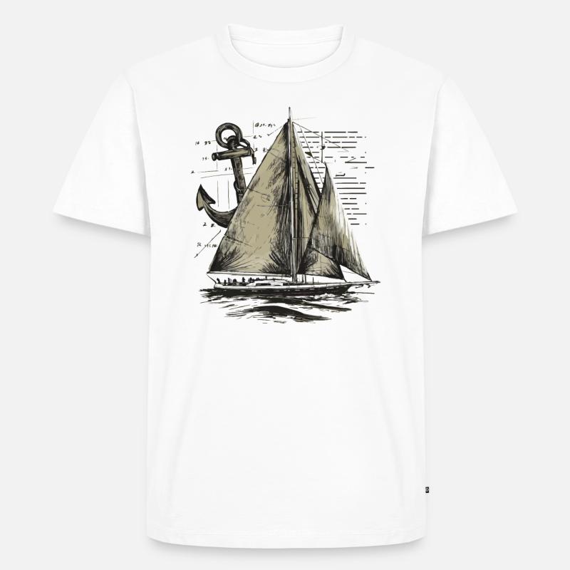 Segelboot mit Anker Geschenk - Männer Premium Bio T-Shirt - Weiß