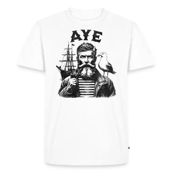 AYE - Capitaine marin avec sifflet - T-shirt Premium bio Homme - blanc - Devant - Nico (187cm)