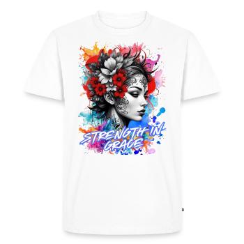 La force dans la grâce - T-shirt Premium bio Homme - blanc - Devant - Nico (187cm)