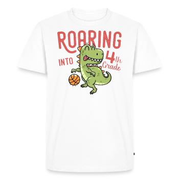Roaring into 4th Grade Dinosaur Basketball - T-shirt Premium bio Homme - blanc - Devant - Nico (187cm)