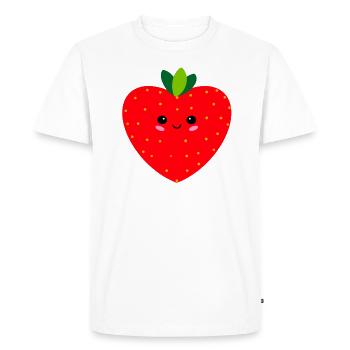 funny strawberry with face - T-shirt Premium bio Homme - blanc - Devant - Nico (187cm)
