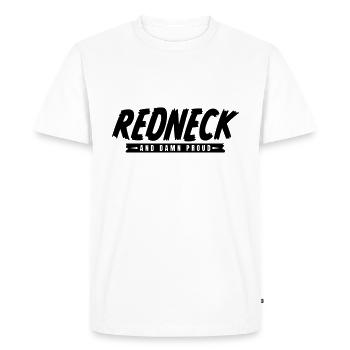 Redneck Proud (black) - Men's Premium Organic T-Shirt - white - Front - Nico (187cm)