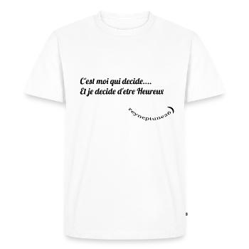 c'est moi qui decide et je decide d'être heureux - T-shirt Premium bio Homme - blanc - Devant - Nico (187cm)