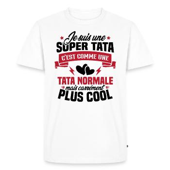 Je suis une super tata, humour cadeau tata - T-shirt Premium bio Homme - blanc - Devant - Nico (187cm)