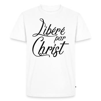 Libéré par Christ - T-shirt Premium bio Homme - blanc - Devant - Nico (187cm)