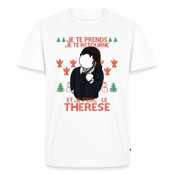 Therese : Le Pere Noel est une Ordure - T-shirt Premium bio Homme - blanc - Devant - Nico (187cm)