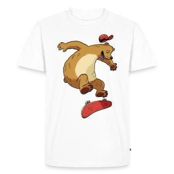 Bear on skateboard - Men's Premium Organic T-Shirt - white - Front - Nico (187cm)