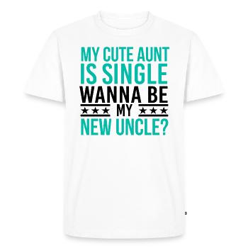 Meine Tante ist single. Willst du mein Onkel sein? - Männer Premium Bio T-Shirt - Weiß - Vorne - Nico (187cm)
