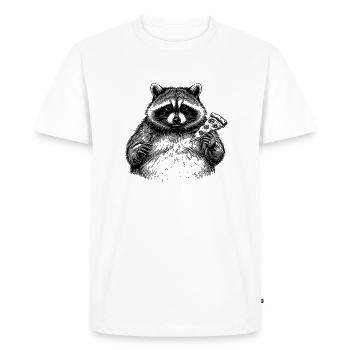 Raccoon with Pizza – Funny Animal Drawing - Men's Premium Organic T-Shirt - white - Front - Nico (187cm)