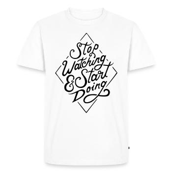 arrêter de regarder - T-shirt Premium bio Homme - blanc - Devant - Nico (187cm)