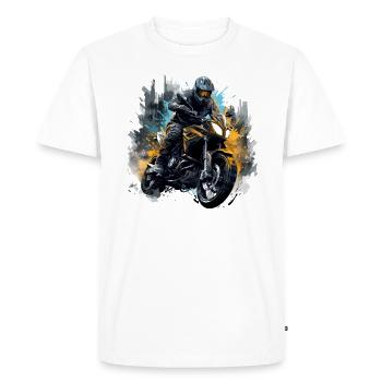 Style de vie à moto : la passion sur la route - T-shirt Premium bio Homme - blanc - Devant - Nico (187cm)