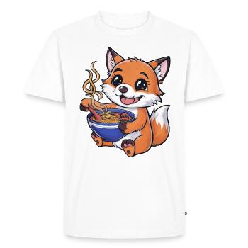 Renard kawaii avec soupe de nouilles Ramen - T-shirt Premium bio Homme - blanc - Devant - Nico (187cm)