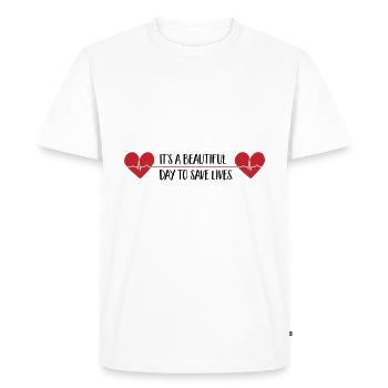 beautiful day to save lives - Men's Premium Organic T-Shirt - white - Front - Nico (187cm)