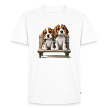 2 Beagles sur le cadeau de banque - T-shirt Premium bio Homme - blanc - Devant - Nico (187cm)