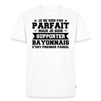 Homme Bayonnais Bayonne Rugbyman Rugby Humour - T-shirt Premium bio Homme - blanc - Devant - Nico (187cm)