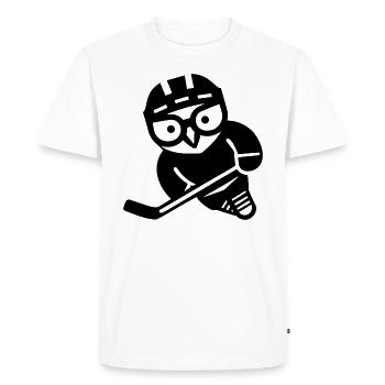 Hockey sur glace hibou silhouette harfang des neiges joueur - T-shirt Premium bio Homme - blanc - Devant - Nico (187cm)