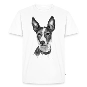 Podenco/Collie à cheveux courts dessiné - T-shirt Premium bio Homme - blanc - Devant - Nico (187cm)
