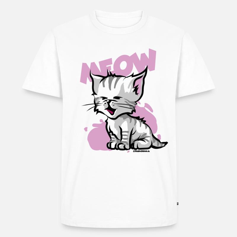 Süßes Kätzchen Katze Comic Cartoon - Männer Premium Bio T-Shirt - Weiß