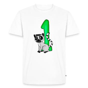 1 Year Old - School Enrollment - Lemur Motif - Number 1 - Men's Premium Organic T-Shirt - white - Front - Nico (187cm)
