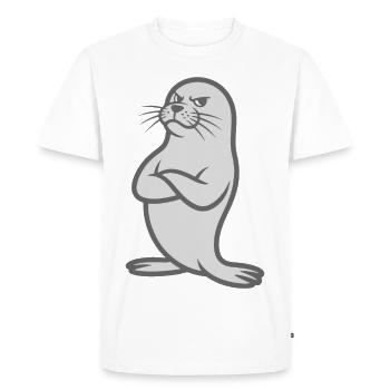 Drôle de phoque avec les bras croisés - T-shirt Premium bio Homme - blanc - Devant - Nico (187cm)