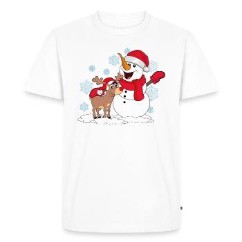 Noël bonhomme de neige hiver rentier cadeau - T-shirt Premium bio Homme - blanc - Devant - Nico (187cm)