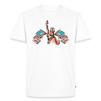 USA TORCHE AMERICA 4TH JULY FOURTH STARS STRIPES - T-shirt Premium bio Homme - blanc - Devant - Nico (187cm)