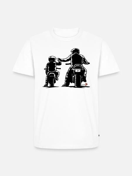 Moto da corsa padre e figlio - Maglietta ecologica premium da uomo - bianco