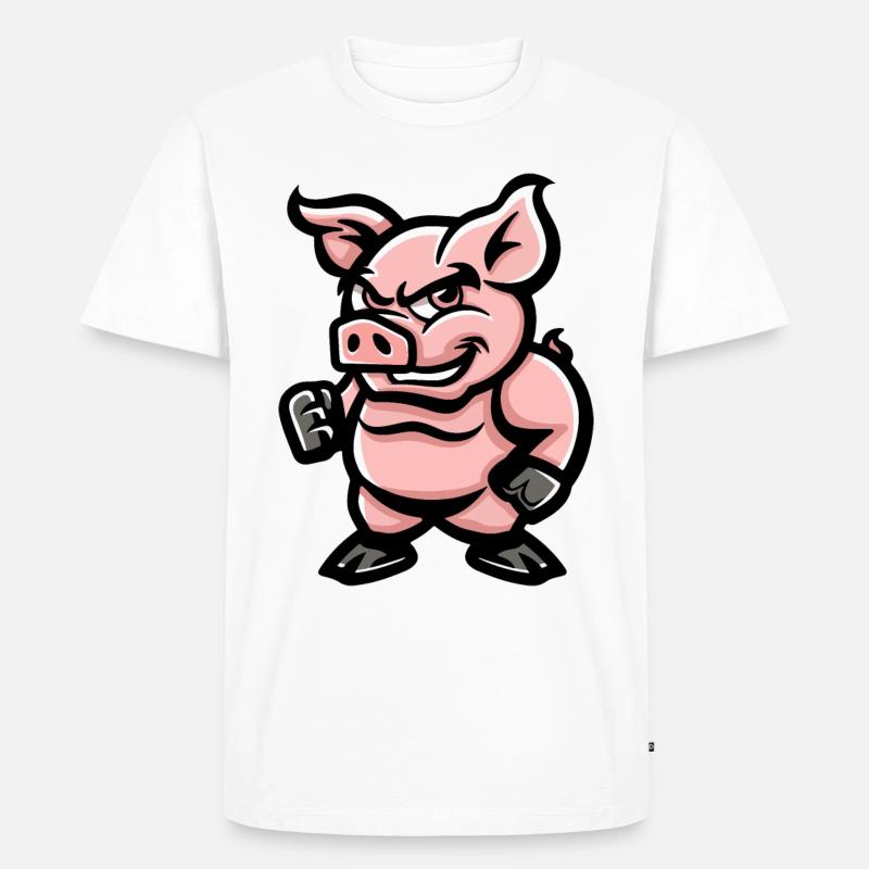 Schwein Comic - Männer Premium Bio T-Shirt - Weiß