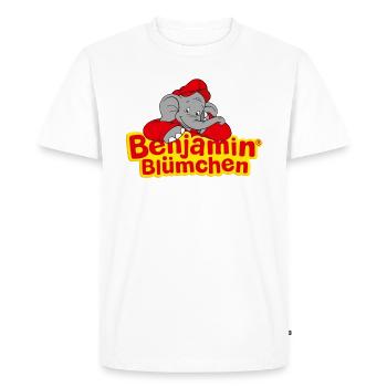 Benjamin Blümchen Schriftzug mit Elefant Logo - Männer Premium Bio T-Shirt - Weiß - Vorne - Nico (187cm)
