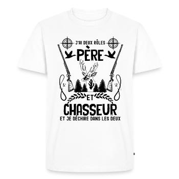 Père et Chasseur Le Papa Parfait Humour Chasse - T-shirt Premium bio Homme - blanc - Devant - Nico (187cm)