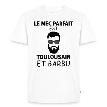Mec Toulousain Citation Homme Barbu Barbe - T-shirt Premium bio Homme - blanc - Devant - Nico (187cm)