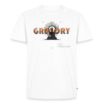 Gregory noir orange étymo d'origine Grec l'éveillé - T-shirt Premium bio Homme - blanc - Devant - Nico (187cm)