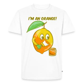 Je suis une orange - T-shirt Premium bio Homme - blanc - Devant - Nico (187cm)