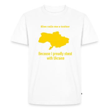 Elon calls me a traitor - I stand with Ukraine - Men's Premium Organic T-Shirt - white - Front - Nico (187cm)
