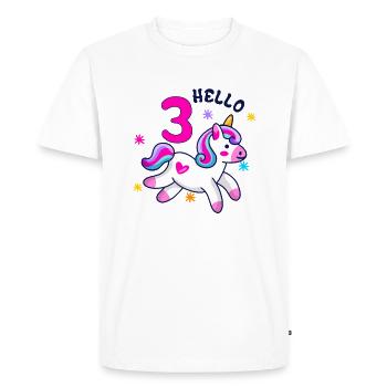Hello Three Unicorn, third birthday, Magical - Men's Premium Organic T-Shirt - white - Front - Nico (187cm)