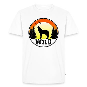 Wild - loup - T-shirt Premium bio Homme - blanc - Devant - Nico (187cm)