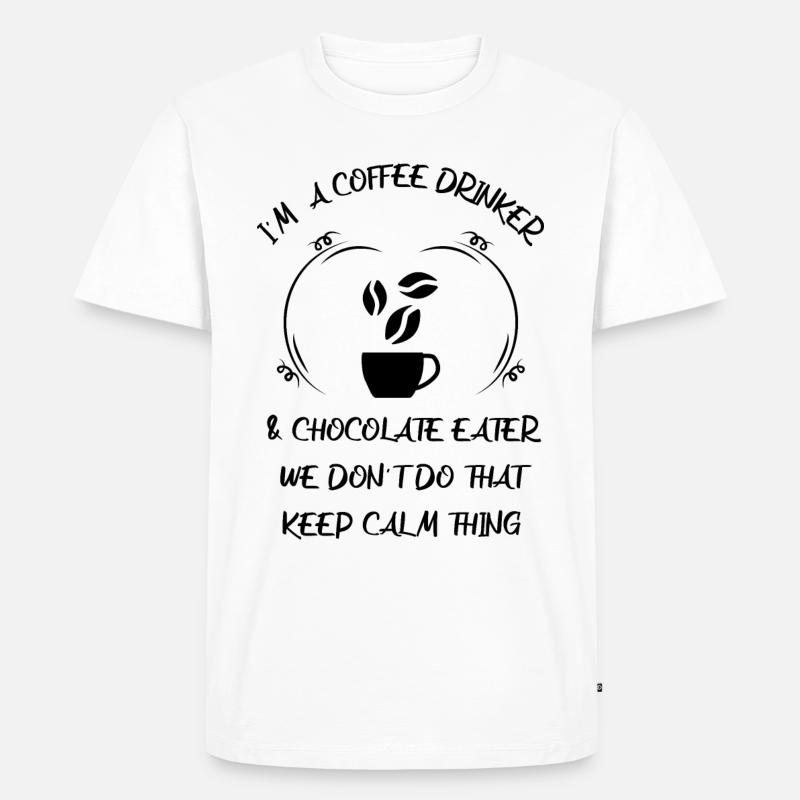 Kaffee Espresso Käffchen & Schokolade - Männer Premium Bio T-Shirt - Weiß