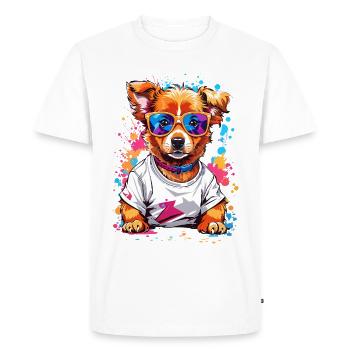 Chien cool - T-shirt Premium bio Homme - blanc - Devant - Nico (187cm)