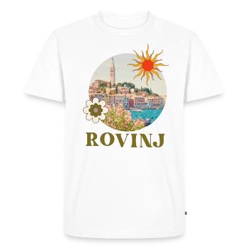 Cool Retro Design Summer Beach Palms Rovinj - Men's Premium Organic T-Shirt - white - Front - Nico (187cm)