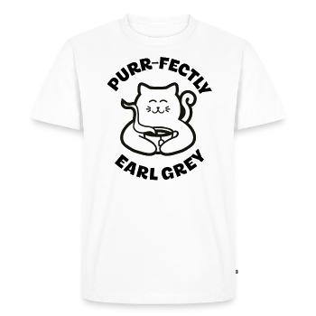 Purr-Fectly Earl grey - Men's Premium Organic T-Shirt - white - Front - Nico (187cm)