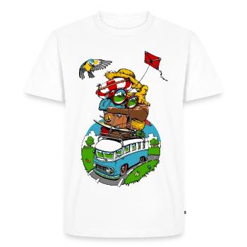 all around the world II - Men's Premium Organic T-Shirt - white - Front - Nico (187cm)