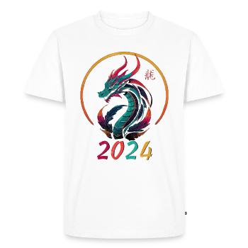Année du dragon 2024 - T-shirt Premium bio Homme - blanc - Devant - Nico (187cm)