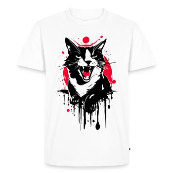 Chat Wildcat Street Art - T-shirt Premium bio Homme - blanc - Devant - Nico (187cm)