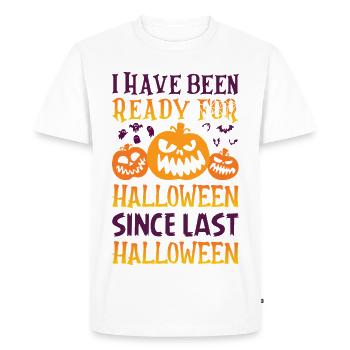 Halloween fan – Ready since last Halloween - Men's Premium Organic T-Shirt - white - Front - Nico (187cm)