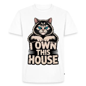 I Own This House Cat - Men's Premium Organic T-Shirt - white - Front - Nico (187cm)
