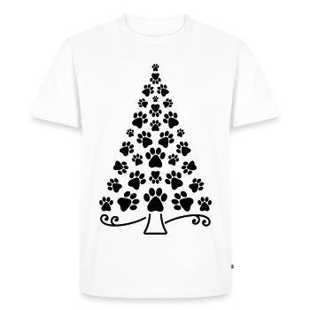 Arbre de Noël patte chien chat pattes arbre de Noël - T-shirt Premium bio Homme - blanc - Devant - Nico (187cm)