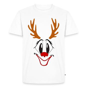 Reindeer with Red Nose Caricature - Men's Premium Organic T-Shirt - white - Front - Nico (187cm)