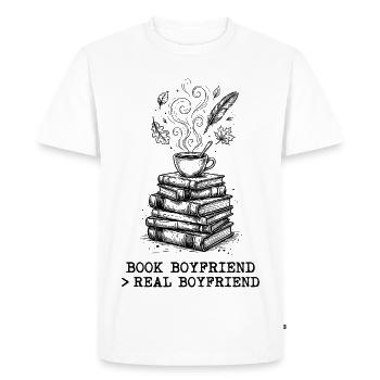« Héros du livre > vrai ami » ! - T-shirt Premium bio Homme - blanc - Devant - Nico (187cm)